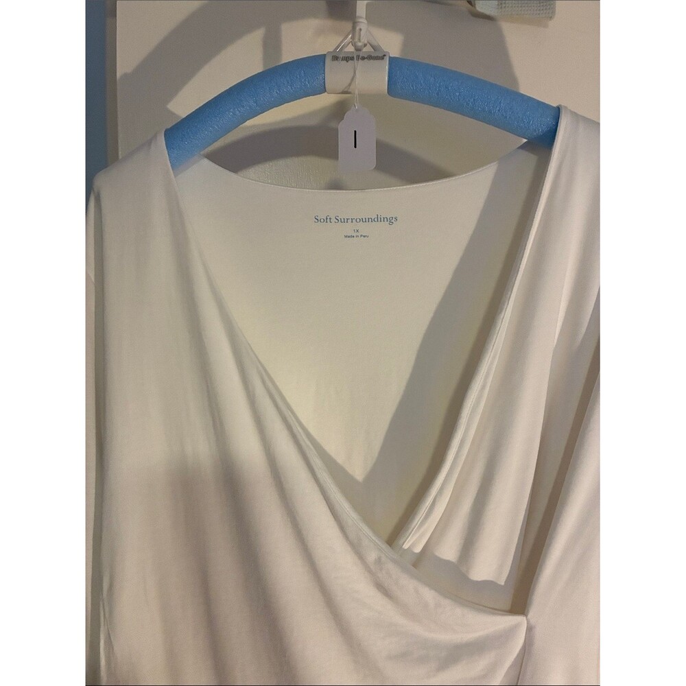 Soft Surroundings White Wrap-Style V-Neck Top - Picture 4 of 4